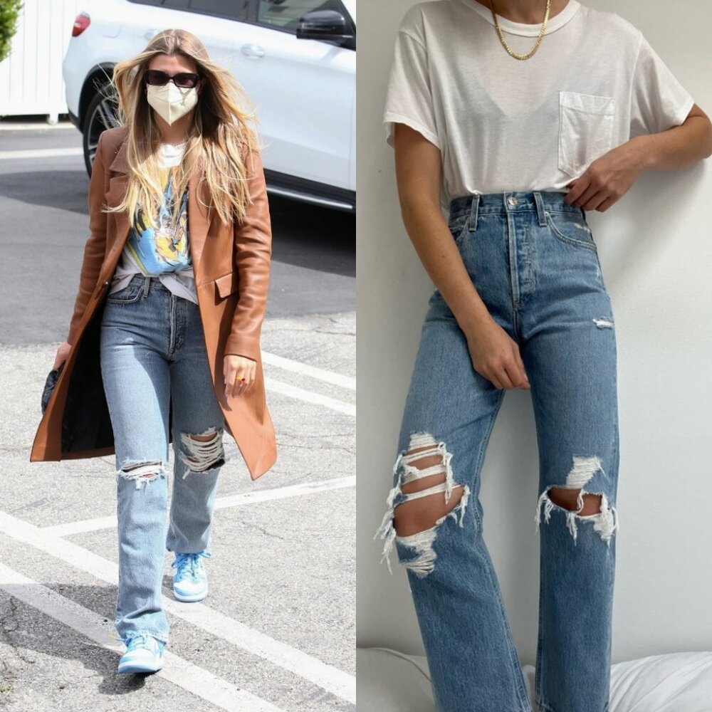 AGOLDE '90s Jean Straight In Fall Out Distressed Loose Jeans Size 26 14.5" Waist